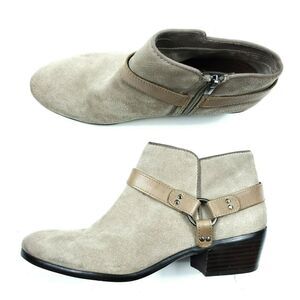Sam Edelman Womens Phoenix Booties 9.5 Tan Suede Leather Harness Zip Boots Boho